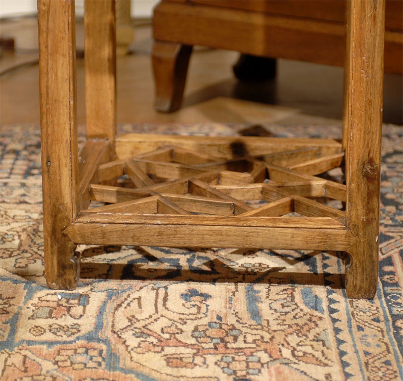 19th C. Beechwood Square Tea Table with pull out drawer 1