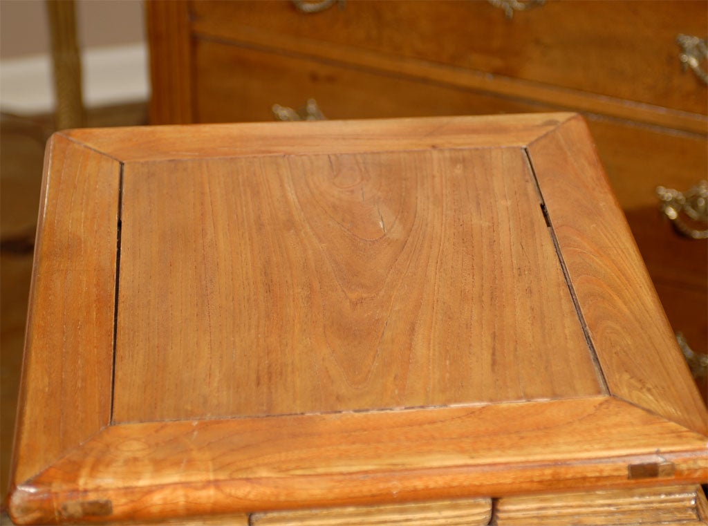 19th C. Beechwood Square Tea Table with pull out drawer 3