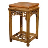 19th C. Beechwood Square Tea Table with pull out drawer