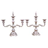 Pair of 19th Century Dutch Silver Plate Rococo Candlesticks