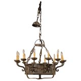 19th Century French Round 12 Arm Iron Chandelier