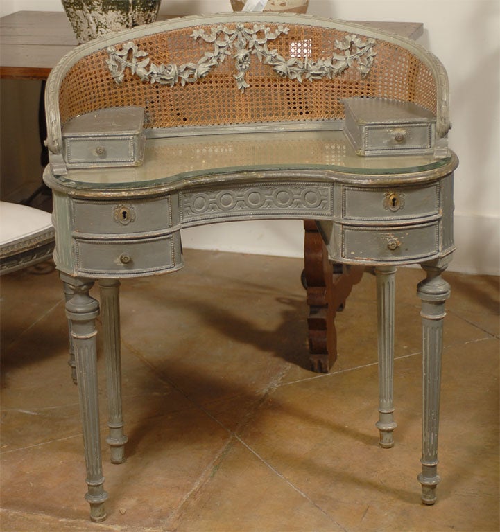 19th Century French Painted Coiffeuse Louis XVI Style In Good Condition In Atlanta, GA