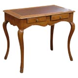 18th Century French Louis XV Cherry Table with Leather Top