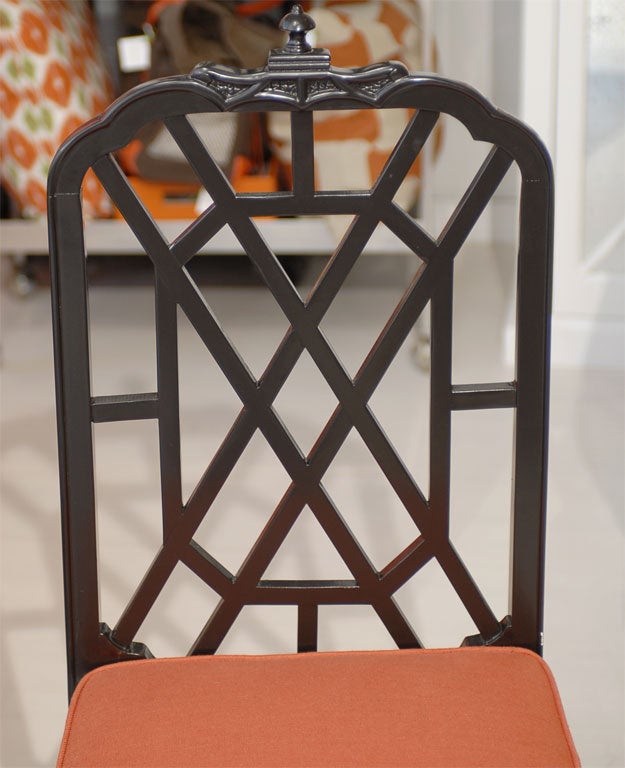 20th Century Black Trellis Dining Chairs
