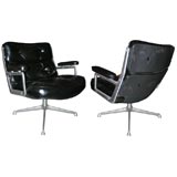 Charles Eames black leather Time-Life lounge chairs