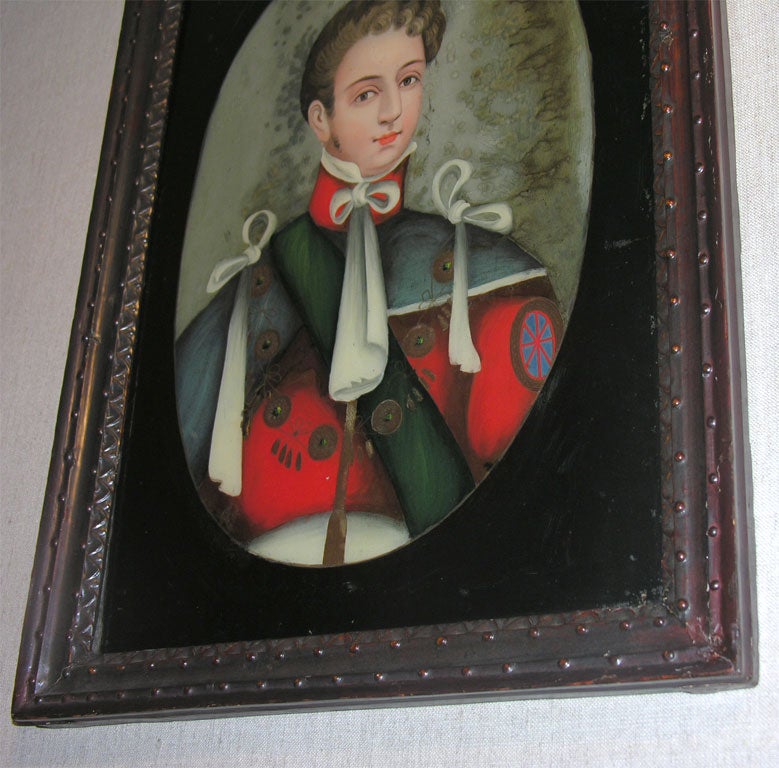 Chinese Export Reverse Painting on Glass of Young King George IV