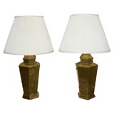 Pair of Hexagonal Brass Lamps