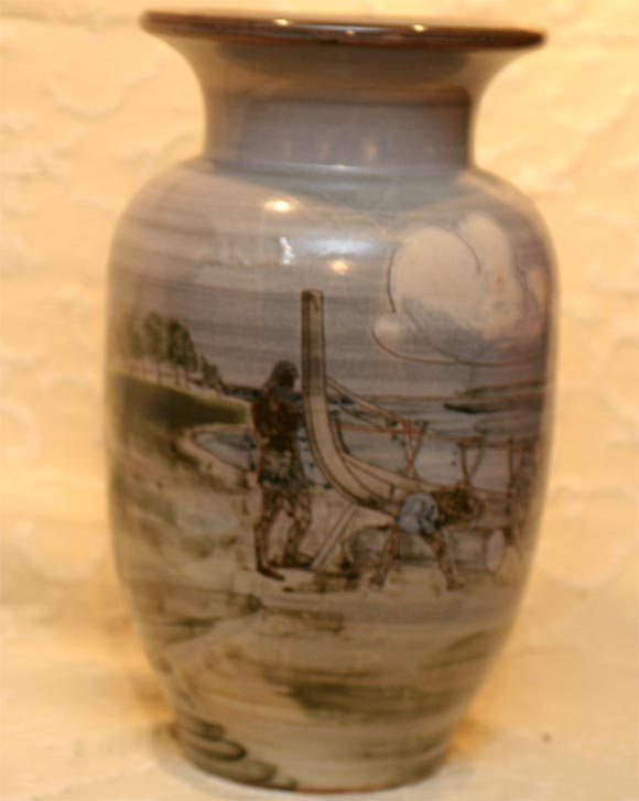 Large Ceramic Knabstrup Vase by Harald Folmer Gross For Sale 1
