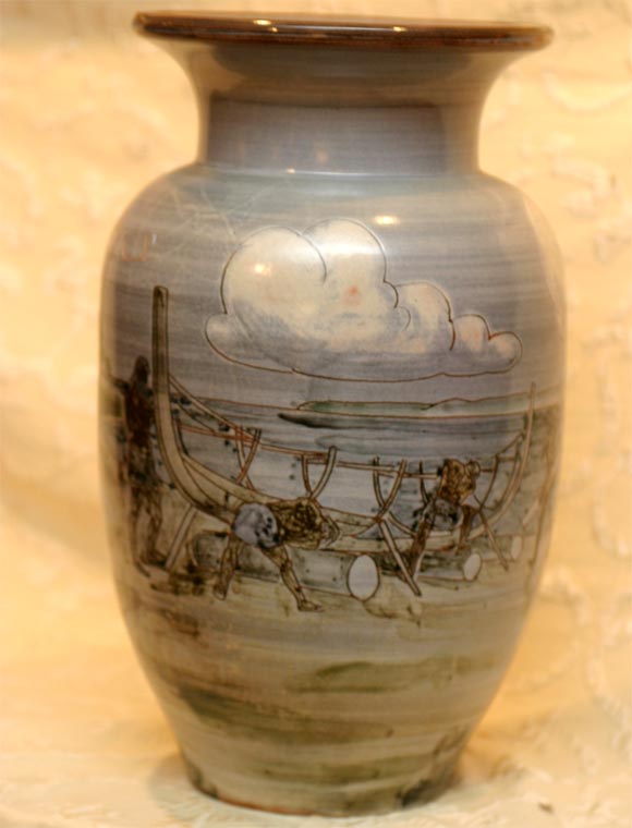 Large Ceramic Knabstrup Vase by Harald Folmer Gross For Sale 2