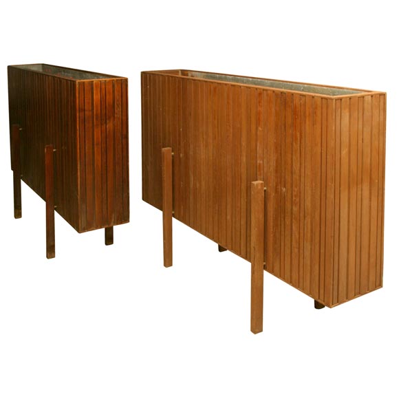 Pair of Large Wooden Planters