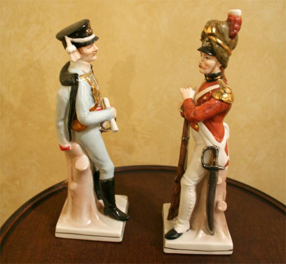 One Pair Of French Porcelain Soldiers