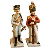 Antique One Pair Of French Porcelain Soldiers