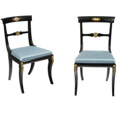 Set of Ten Ebonized Regency Style Dining Chairs