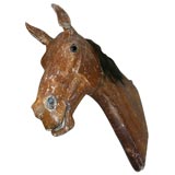 Carved wooden horses head