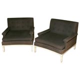 Stylish pair of upholstered club chairs