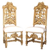 Antique Pair of 19th c. Italian Throne Chairs