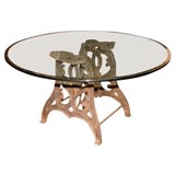 19th c. Glass-top Table with Iron Base