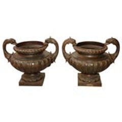 Pair of 19th Century Val d'Osne Cast Iron French Garden Urns 3