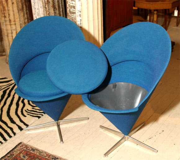 Danish Pair Verner Panton Swivel Chairs in Mint Condition .