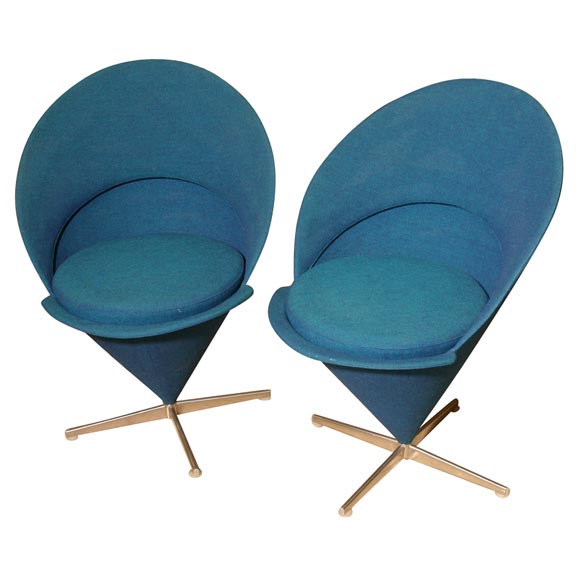 Pair Verner Panton Swivel Chairs in Mint Condition .