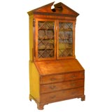 English 19th c. Writing Desk with Glass Bookcase Cabinet