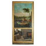 19th C. Louis XVI Trumeau  with Painting with Hunting Scene