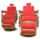 C. 1910 Pair of Ornate Barber Chairs/ Charlie Chaplin