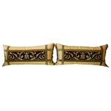 Antique Pair of 19thC Spanish  Velvet Embroidered Pillows