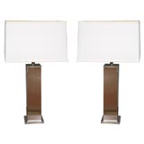 Pair of Sublimely Simple 70's Chrome Column Lamps