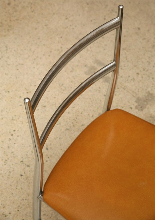 Mid-20th Century Set of Four Chrome Chairs in the Manner of Gio Ponti