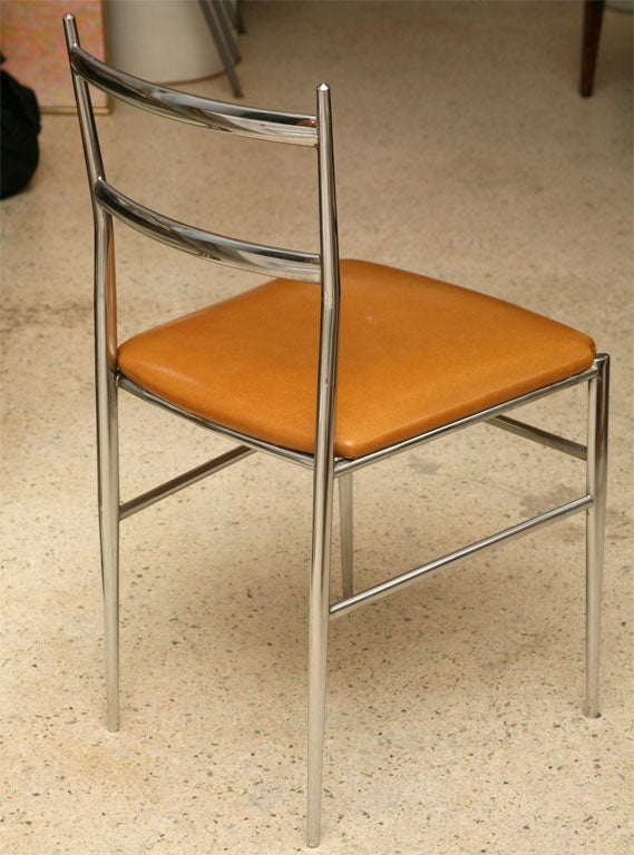 Set of Four Chrome Chairs in the Manner of Gio Ponti 1