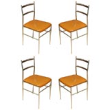 Set of Four Chrome Chairs in the Manner of Gio Ponti