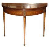 Late 19th Century French Parquetry Demilune Game Table