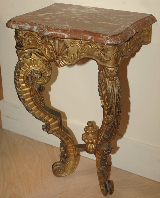 Pair of Italian Giltwood and Marble consoles, 19th Century In Good Condition In San Francisco, CA