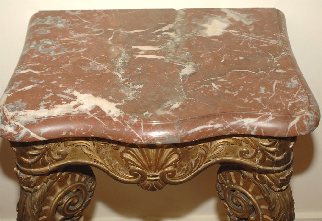 Pair of Italian Giltwood and Marble consoles, 19th Century 2