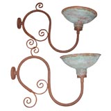 Pair of 1910 Belgian Copper and Iron Street Lamps