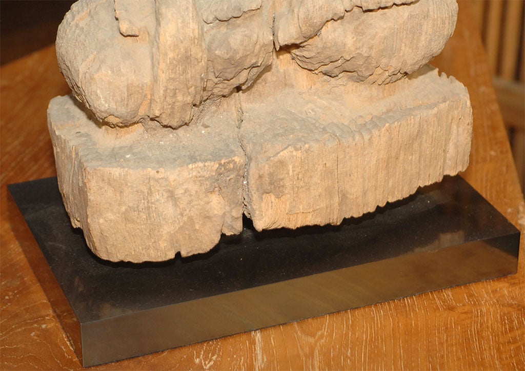 18th Century and Earlier Burmese  Eroded Teak Sitting Buddha (Reference # A01936/S) For Sale