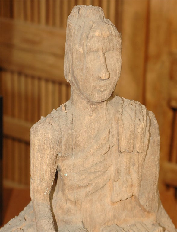 Burmese  Eroded Teak Sitting Buddha (Reference # A01936/S) For Sale 1
