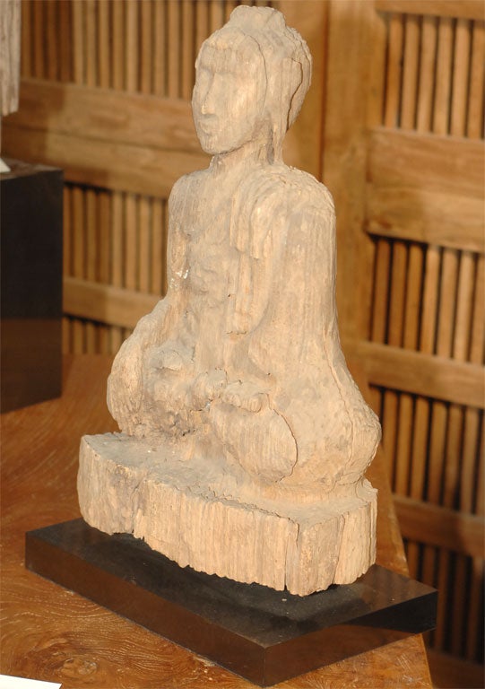 Burmese  Eroded Teak Sitting Buddha (Reference # A01936/S) For Sale 2