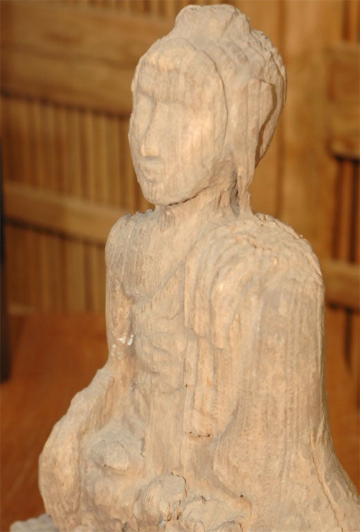 Burmese  Eroded Teak Sitting Buddha (Reference # A01936/S) For Sale 3