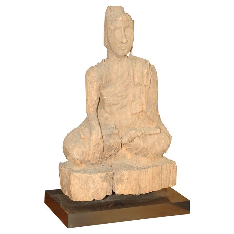 Burmese  Eroded Teak Sitting Buddha (Reference # A01936/S) For Sale