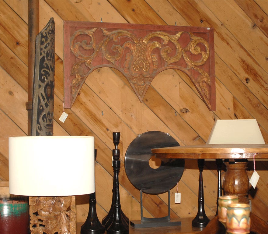 Rare Lanna Wall Hanging w/ Gold Leaf & Red Paint Residue(PNEE62)