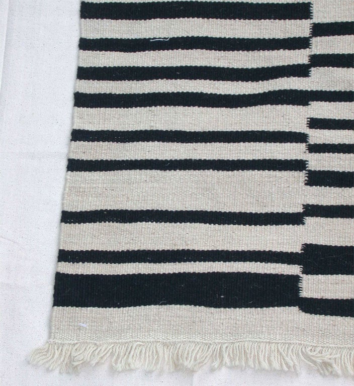 Black and White Tribal striped runner In Excellent Condition In Sag Harbor, NY