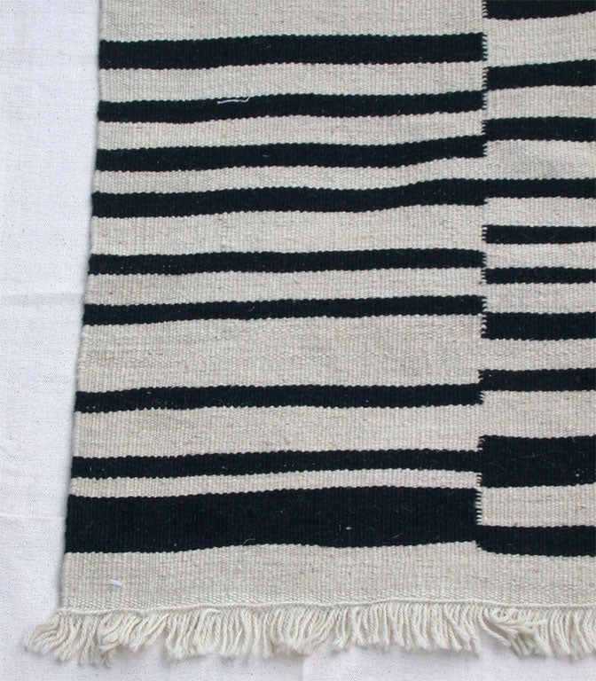 Contemporary Black and White Tribal striped runner