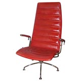Swedish Red Leather Chair by Jens Ammundsen for  Fritz Hansen
