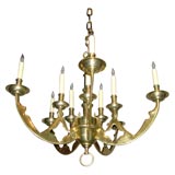 Dutch brass ten light chandelier