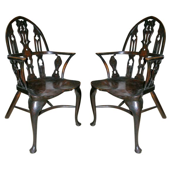 Pair of 18th c. English "Gothick" Windsors