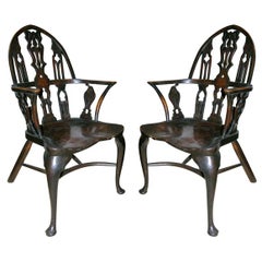 Antique Pair of 18th c. English "Gothick" Windsors