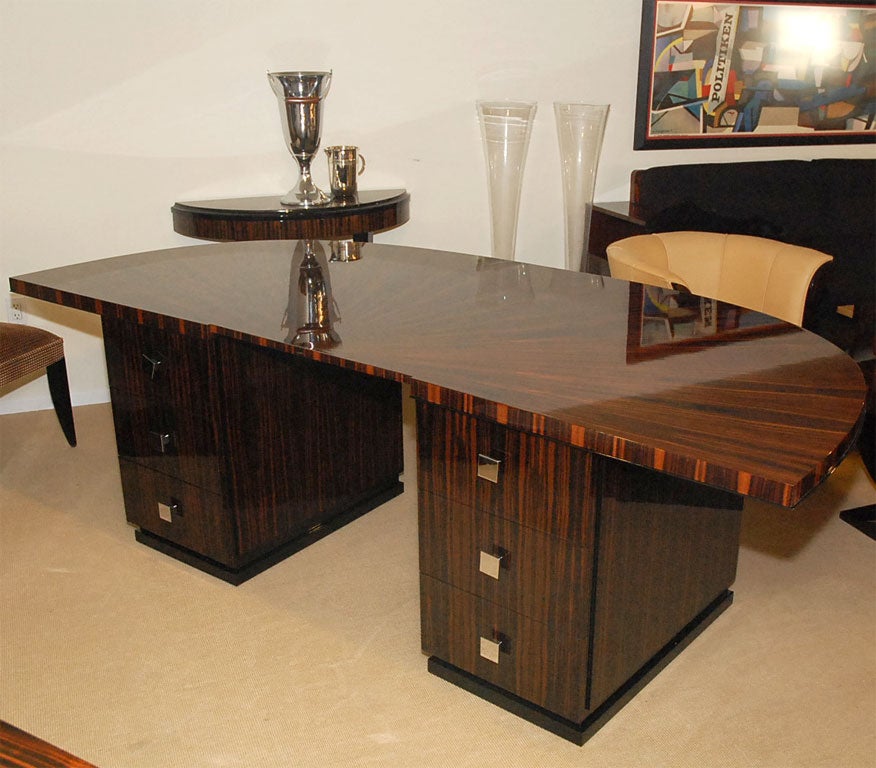 Contemporary Grand Starburst Macassar Ebony Executive Desk For Sale