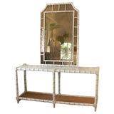 Faux Bamboo Chinoiserie Sideboard with Mirror